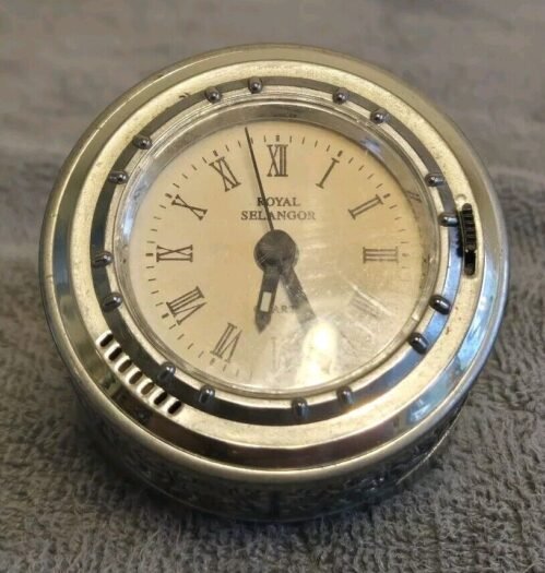 Royal Selangor Pewter Tilted Table Clock Vintage Rare Untested