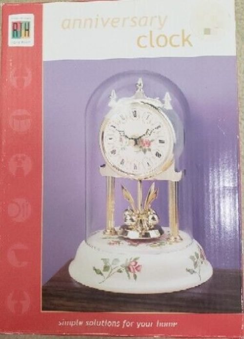 RTH Anniversary Ceramic table clock vintage 8" .. See Details