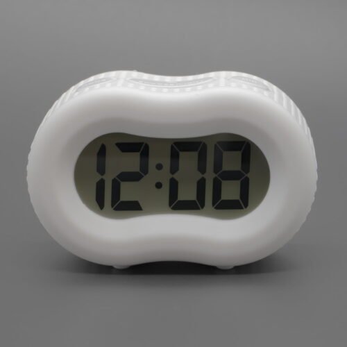 Rubber Smartlight Digital LCD Alarm Clock - White