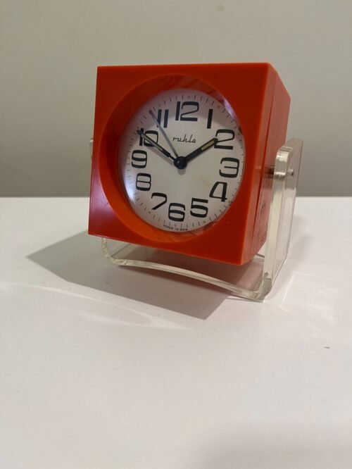 RUHLA DESK CLOCKRARE MID CENTURY 70S VINTAGE POP ART ORANGE SPACE AGE. NOS