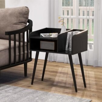 Rustic Black 2 Drawer 19.5 in. W Nightstand