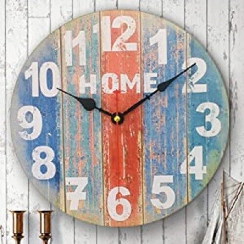 Rustic Farmhouse Distressed Wood Wall Clock 12" Easy Hang Beachy Shabby Chic NIB