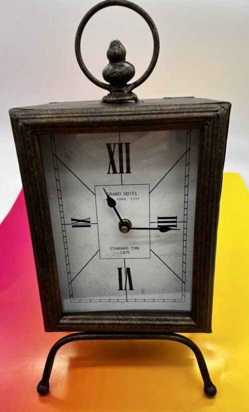 Rustic & Rugged Beauty 14"X7"X3" Standing Stopwatch Brass Clock Grand Hotel NYC