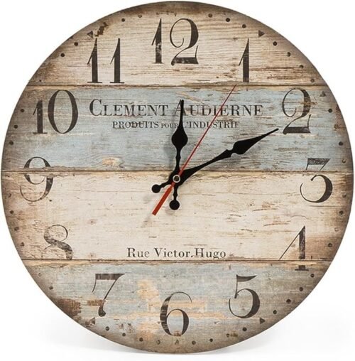 Rustic shabby chic wall clock - aqua and beige