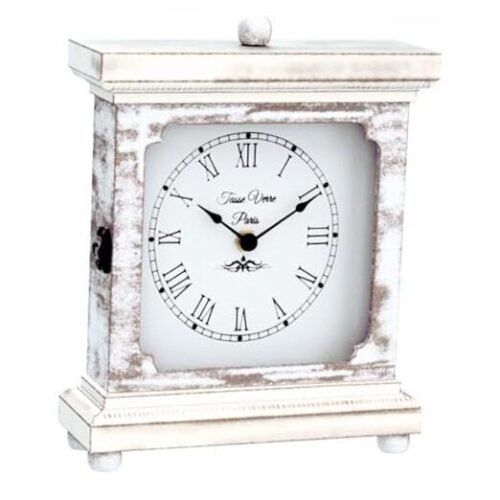 Rustic Shelf Clock (Quiet) for Living Room Mantel, Table, Or Desk 9" X 7" Tan