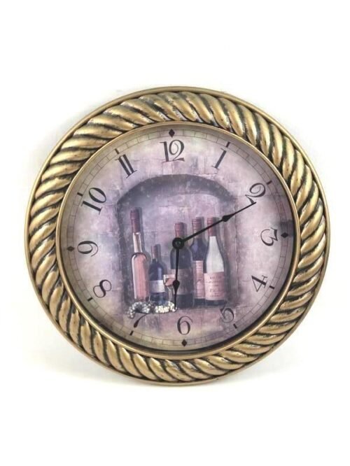 Rustic Wine Bottle Wall Clock Distressed Twist Battery Operated 15.5in Diameter