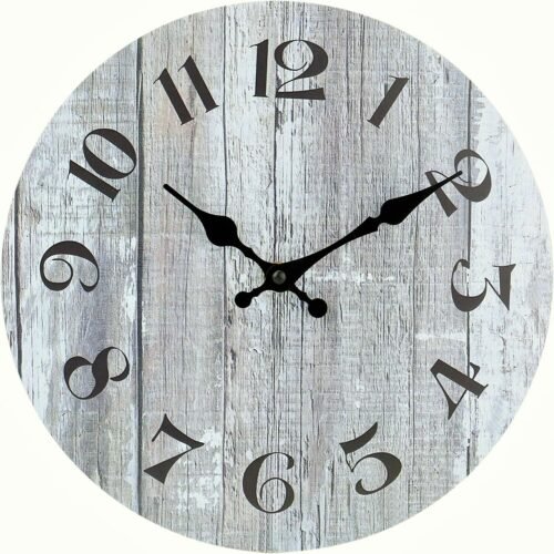 Rustic Wood Farmhouse Wall Clock for Kitchen Bedroom Wall Clock Décor 10inch New