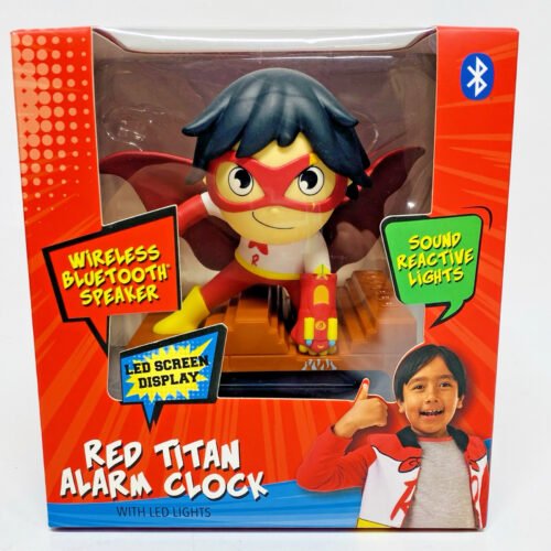 Ryan's World Kid's Alarm Clock with Bluetooth colors Speaker Red Titan Brand New