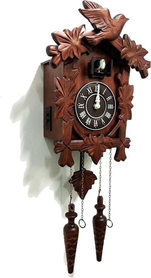 Rylai Cuckoo Clock Vintage Large Wooden Wall Handcrafted 13x9.5 Brown