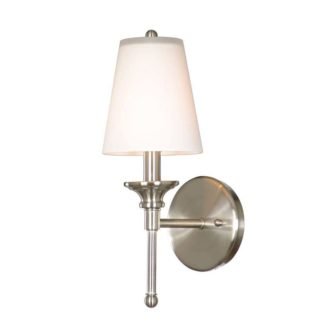 Sadie 1 Light Satin Nickel Wall Sconce with Opal White Glass Shade