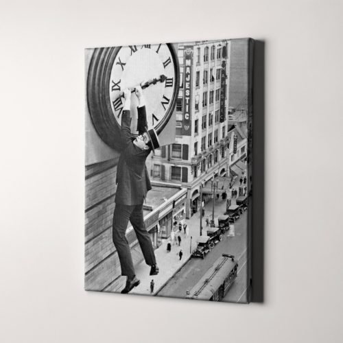 Safety Last Harold Lloyd 1920s Movies Man Hang Off Clock Canvas Wall Art Print