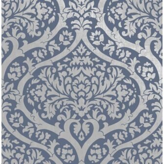 Sandringham Blue Damask Blue Wallpaper Sample
