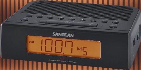 Sangean Modern Rectangular AM/FM Digital Corded Electric Tuning Clock Radio BlK