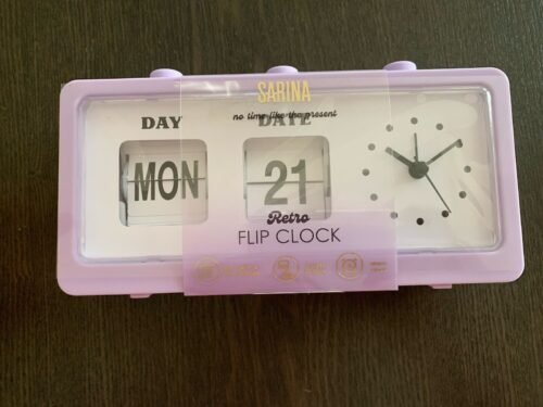 SARINA RETRO FLIP CLOCK PURPLE NEW