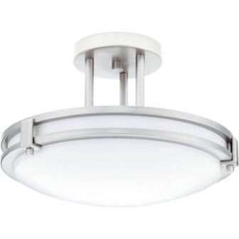 Saturn 1-Light Brushed Nickel Fluorescent Decorative Semi-Flush Mount Light
