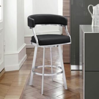 Saturn Contemporary 26 in. Counter Height Bar Stool in Brushed Stainless Steel...