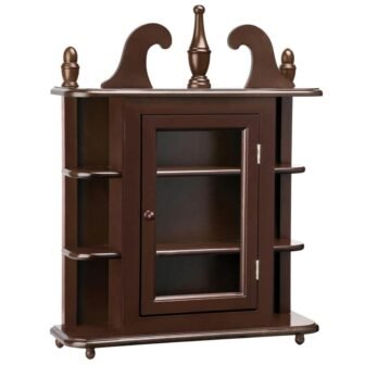Savile Row Brown Hardwood Wall Curio Display Accent Cabinet