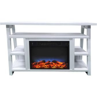 Sawyer 53.1 in. Industrial Freestanding Electric Fireplace with Realistic Log Display in...