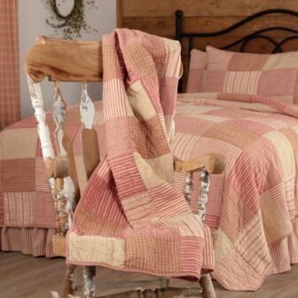 Sawyer Mill Red Farmhouse Block Patchwork Quilted CottonThrow