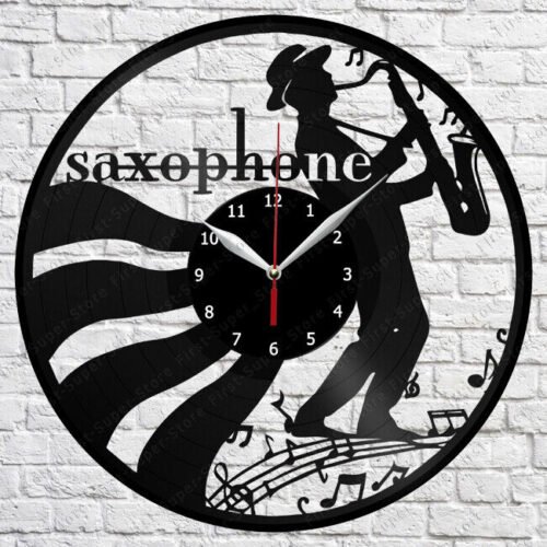 Saxophone Vinyl Record Wall Clock Art Decor Original Gift 12" 30cm 1784