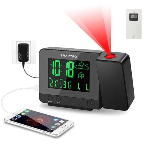 SC31B Digital Projection Alarm Clock with Weather Station Indoor Outdoor Ther...