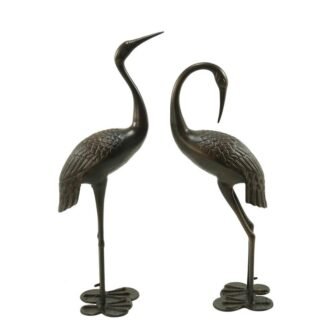 Scarlet 43 in. and 39 in. Aluminum Crane Statues Outdoor Patio Garden...