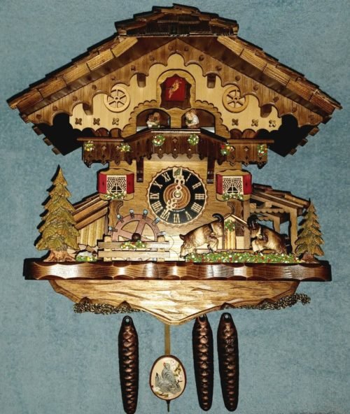 Schlagarschaltung Black Forest HONES Billy Goat Mill Wheel Dancers Cuckoo Clock