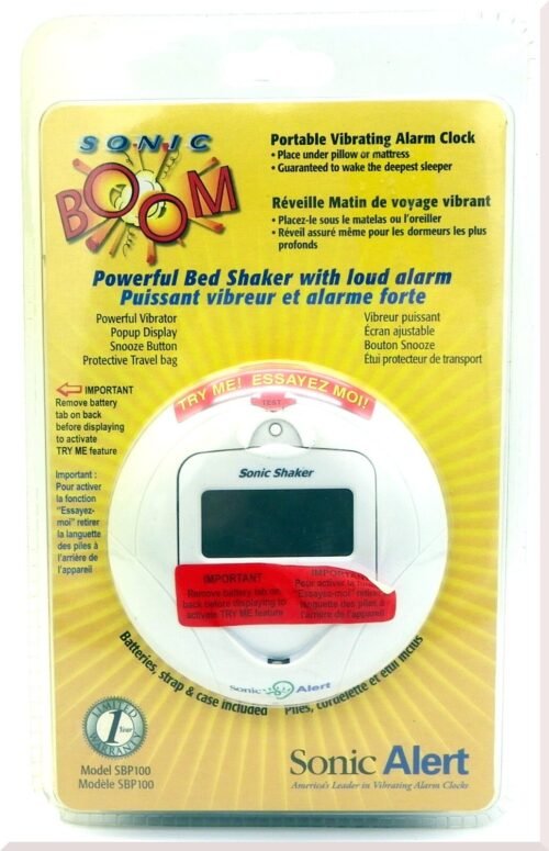 Sealed Sonic Alert Boom Silver Portable Vibrating Alarm Clock SBP100