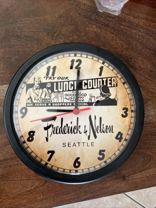 Seattle Frederick 1990 Nelson Wall Clock Retro Vintage Lunch Counter Cafe Diner