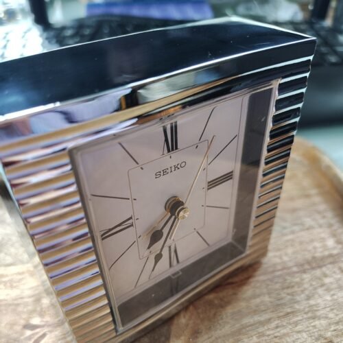 SEIKO -Collectors Upscale ALARM CLOCK SILVER-TONE METALLIC ASCENDING ALARM CLOCK