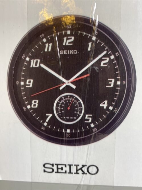Seiko 13.5" Wall Clock With A Thermometer Dial Above 6 QXA696KLH