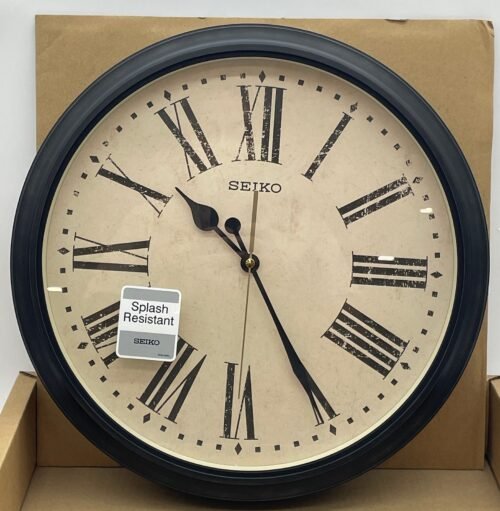 Seiko 16" Splash Resistant Outdoor Wall Clock, Ivory QXA771JLH