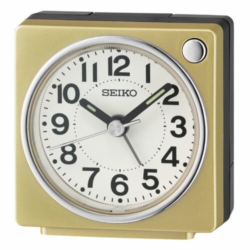 Seiko 2.6 inch Fuji Dark Beep Alarm Golden Traditional Analog Quartz Desk Clock