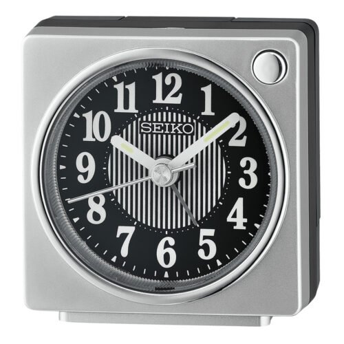 Seiko 2.6 inch Fuji II Beep Alarm Silver, Traditional Analog Quartz Desk Clock