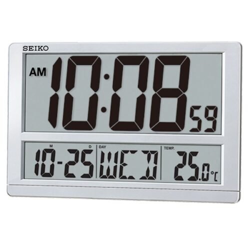 Seiko 38.5cm x 25cm large LCD digital wall clock QHL080 QHL080S day date temp