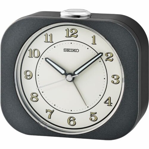 Seiko 4 Inch Kyoda Beep Alarm Metallic Black Analog Quartz Desk Clock Beep Home