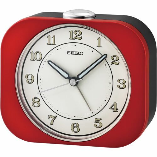Seiko 4 Inch Kyoda Beep Alarm Red Mid-Century Modern Analog Quartz Desk Clock