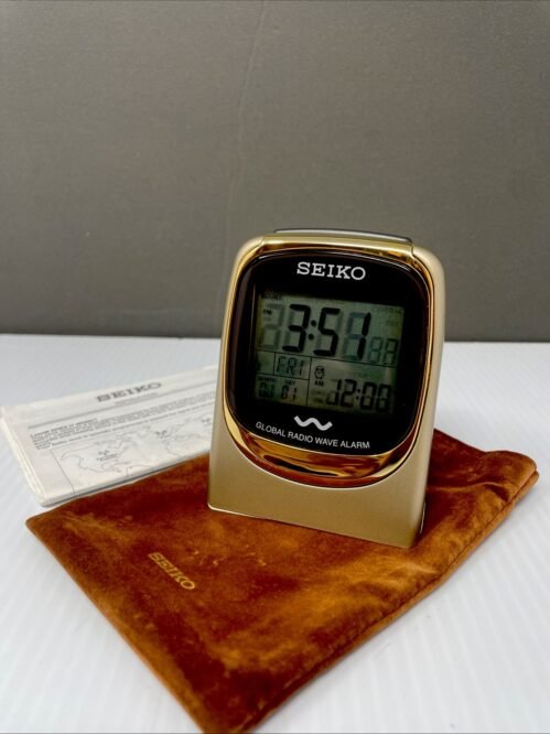 Seiko Alarm Clock Global Radio Wave Alarm Snooze Twist Stand Vintage New Battery
