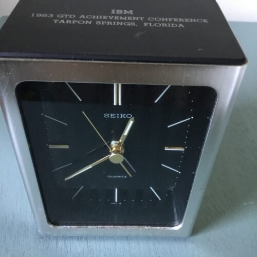 Seiko Alarm Desk Clock Quartz 1983 IBM Conference Award Tarpon Springs FL- JAPAN