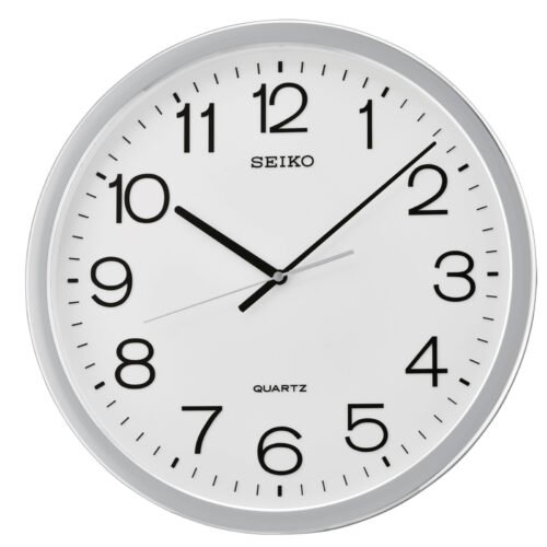Seiko Classic Numbered Quiet Sweep Wall Clock Silver