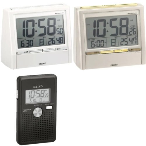 Seiko Clock Alarm TALK LINER Bilingual Voice Calendar Temp Radio Digital Japan