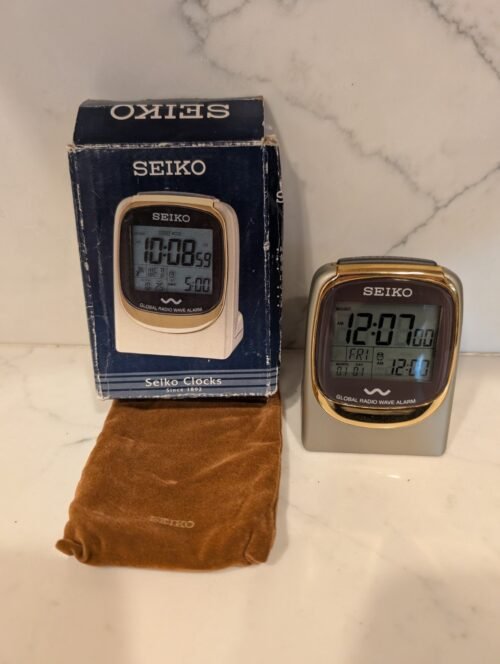 SEIKO Clock Global Radio Wave Alarm QHR007GL H Travel Alarm Silver
