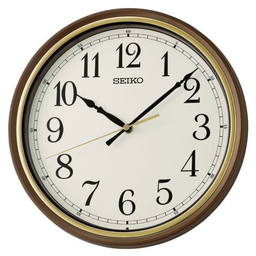 Seiko Clocks Oita Brown and Gold Tone 11 Inch Wall Clock