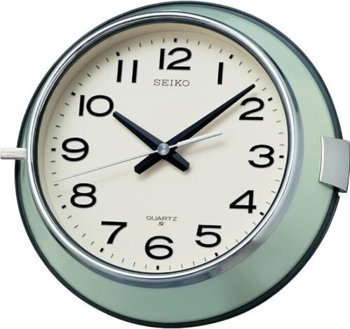 Seiko Clock Wall Classic Clock Analog Office Home Kitchen Round Light Green