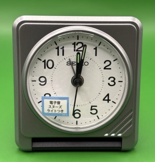 Seiko Compact Folding Travel Clock Japanese Domestic Model Gray Metallic Color