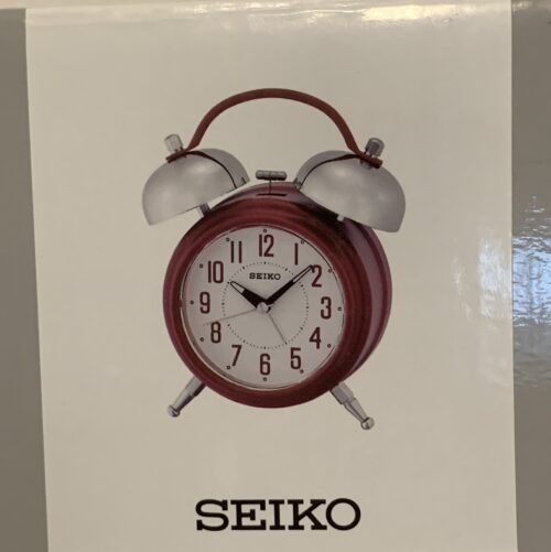 SEIKO DUAL BELL EXTRA LOUD ALARM CLOCK WITH QUIET SWEEP & SNOOZE QHK051RL Red