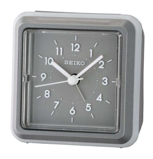 Seiko Ena 3 inch Beep Alarm Desk Clock, Gray Analog Quartz Table