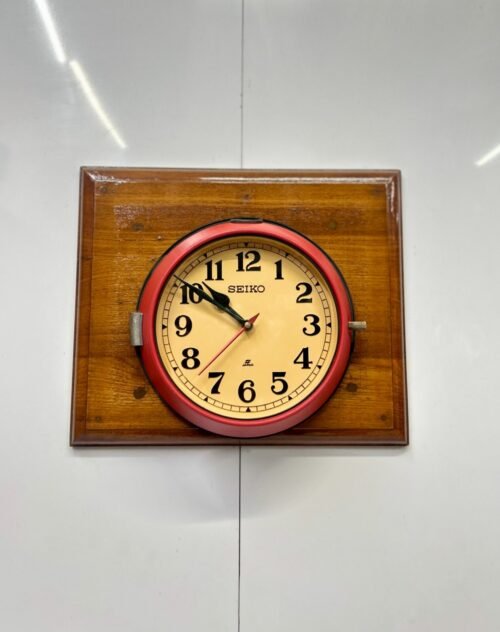 Seiko Marine Quartz Ship Clock | Authentic Antique Wall Timepiece - Red Coating