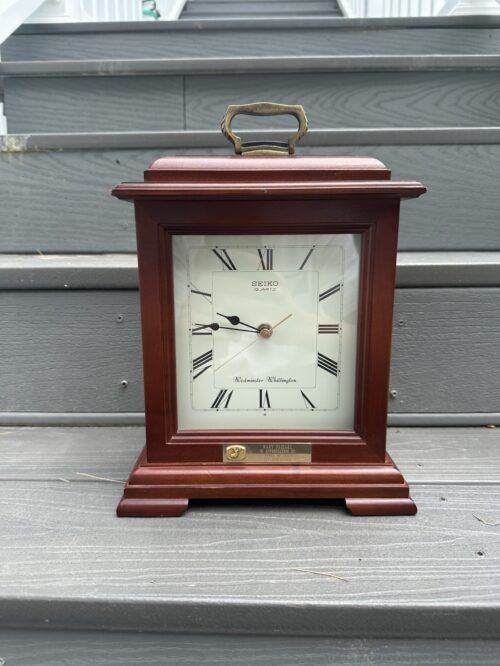 Seiko Mina Mantel Clock QXJ102BCHA Westminster Quarter Hour Roman Numeral/Works