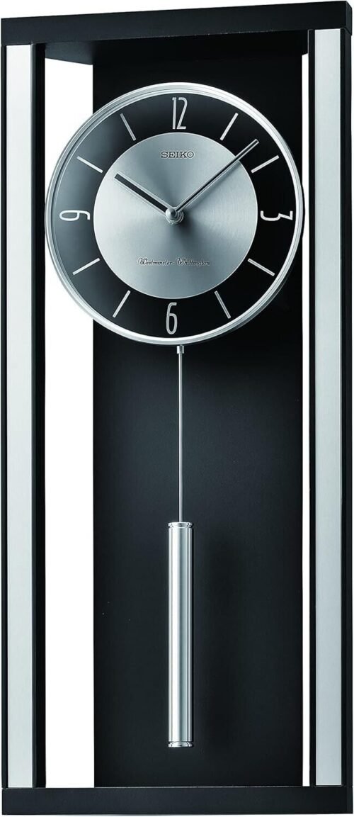 Seiko Modern Noir Wall Clock with Pendulum and Dual Chimes Seiko QXH068K